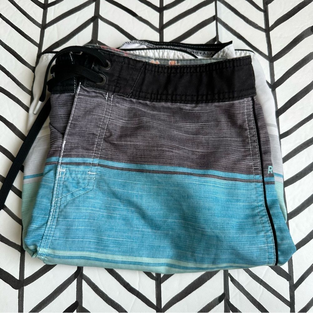 Ripcurl Surf Craft Men's Size 32 Light Blue Striped Board Swim Shorts